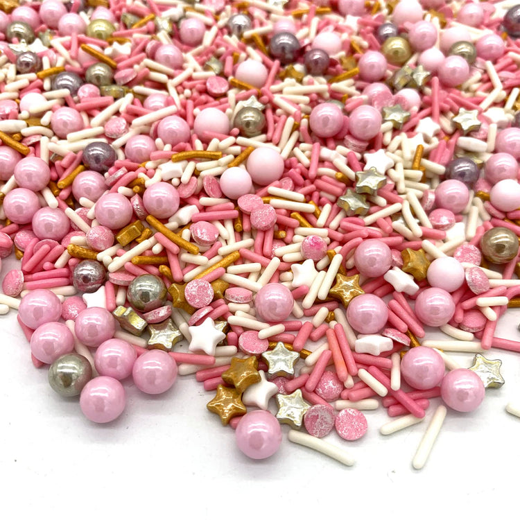 Rose and Gold Sprinkles Sugar Sprinkle Mix Pink Sprinkles Cake Decorations Cupcake Toppers Cookie Decorating Ice Cream Celebrations Shaker Jar Wedding Shower Party(120g (4.2 Ounce)