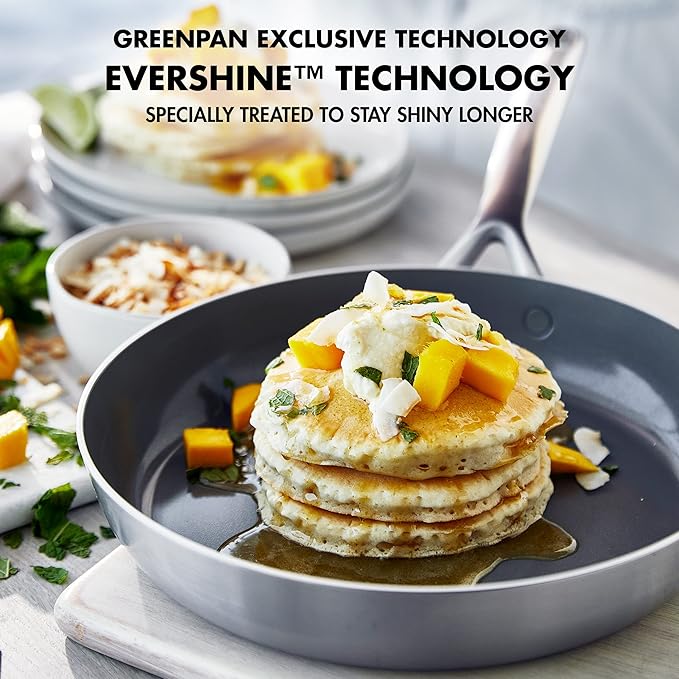 GreenPan GP5 Vista 5-Ply Stainless Steel 12 Piece Cookware Pots & Pans Set, Healthy Ceramic Nonstick PFAS-Free, Induction, Frying Pans, Sauté, Saucepans, Stock Pot, Glass Lids, Dishwasher & Oven Safe