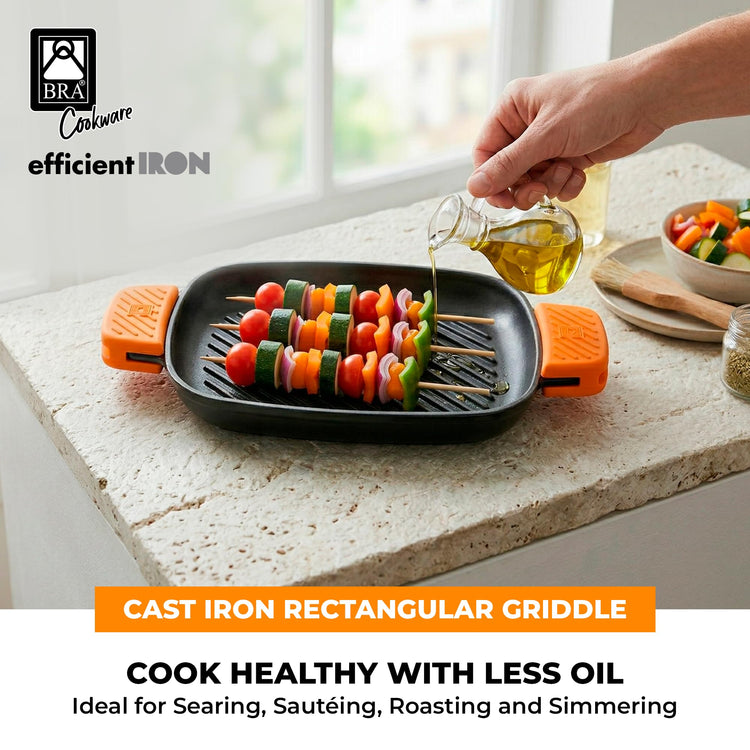 COOKWARE Efficient Iron Rectangular Ribbed Grill (2 Count)