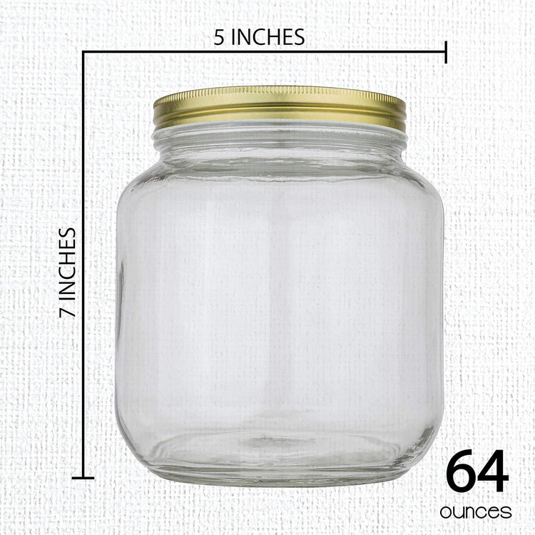 kitchentoolz 6 Pack of Glass Mason Jar Half Gallon Wide Mouth with Airtight Metal Lid - Safe for Fermenting Kombucha Kefir, Pickling, Storing and Canning Made in USA