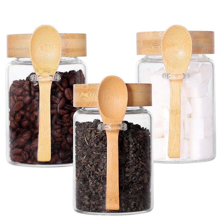 Glass Jar with Screw Lid and Spoon (3 Count)