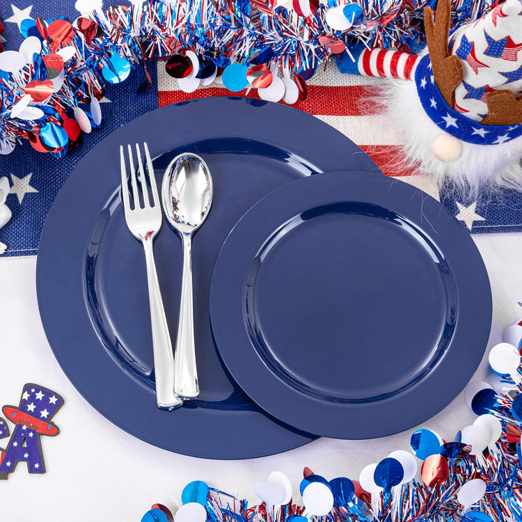 60PCS Blue Plastic Plates (30 Count)