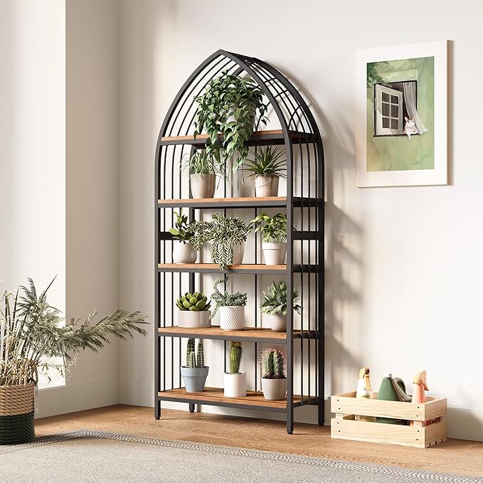 LITTLE TREE 74.8" Tall Bookshelf, 5-Tier Heavy Duty Metal Rack, Large Load-Bearing Capacity, Versatile Shelf for Living Room, Kitchen, Bedroom, Bathroom, Study