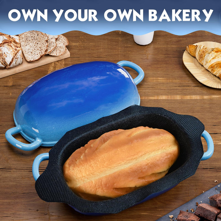Dutch Oven 2.5QT Bread Pans with Silicone Liner for Bread Baking