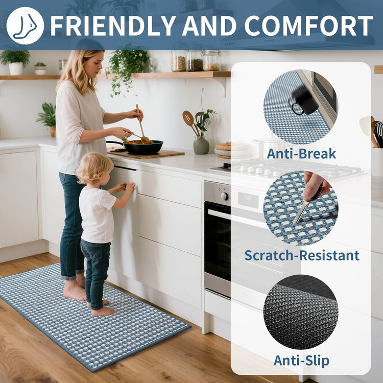 Long Kitchen Runner Rugs Kitchen Mat Non Slip Washable Blue 17"x71"