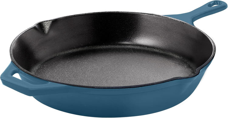 Utopia Kitchen Cast Iron Frying Pan 10.25 Inch, Cast Iron Chefs Pan, Pre Seasoned Skillet, Safe Grill Cookware for Indoor & Outdoor Use, Teal - Nestoria