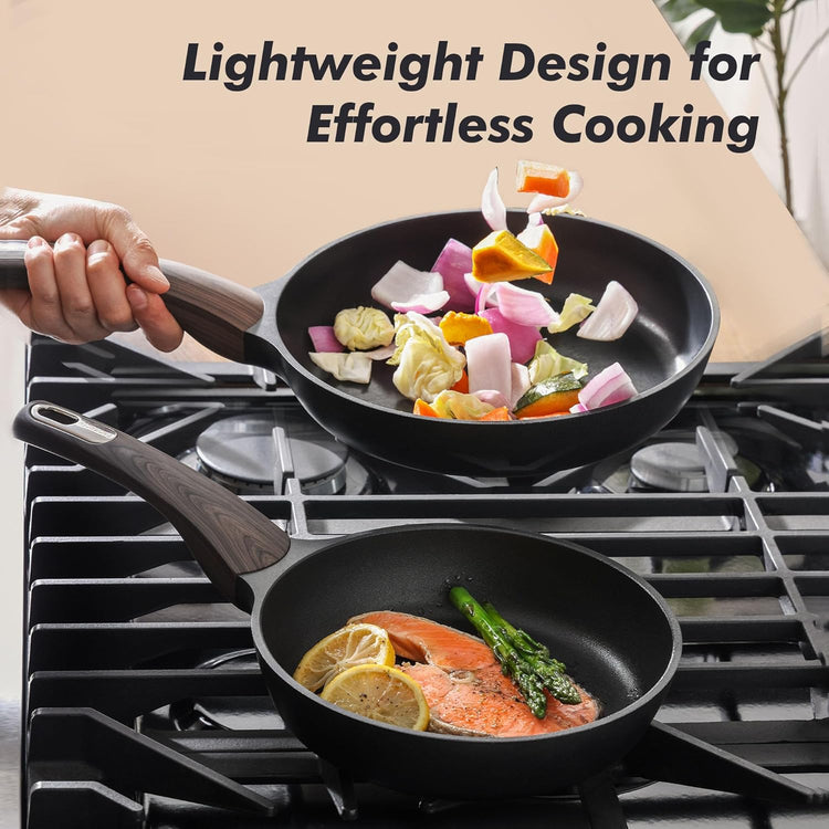 SENSARTE Nonstick Frying Pan Skillet 8Inch Non Stick Egg Pan Omelette Pans, Healthy Kitchen Cooking Chef's Pan, Free of Intentionally Added PFOA/PFOS, Induction Compatible, Black