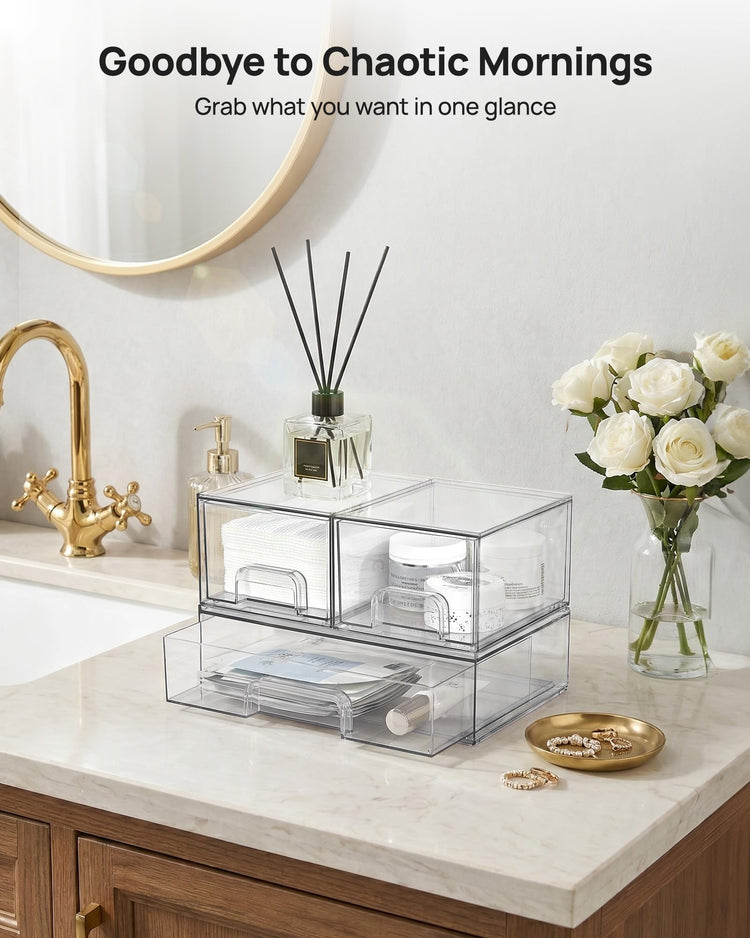 Clear Stackable Storage Drawers Set of 4 (4 Count)