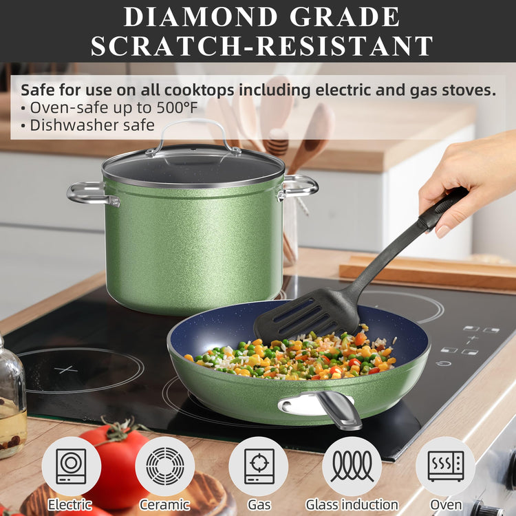 Healthy Duralon Blue Ceramic Nonstick Cookware Set