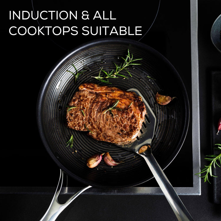 Clad Stainless Steel Cookware Pots and Pans and Utensil Set with Hybrid SteelShield and Nonstick Technology