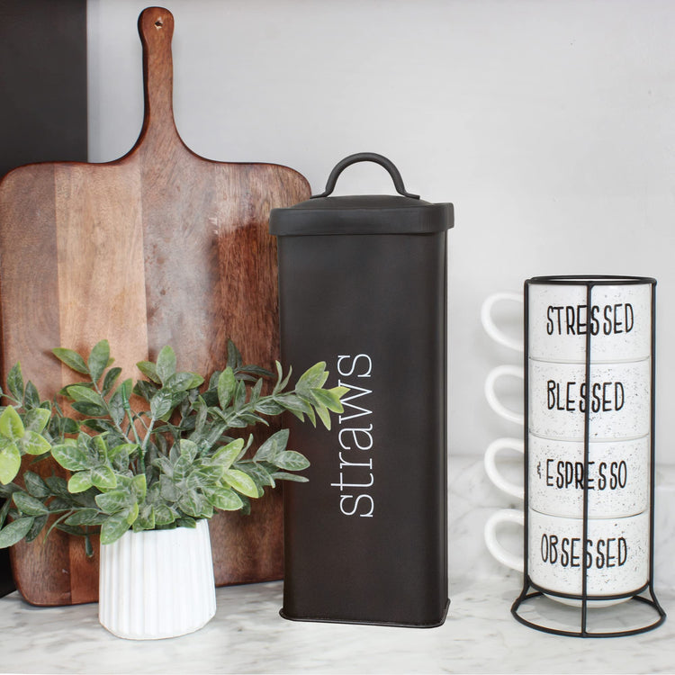 Farmhouse Enamelware Straw Holder