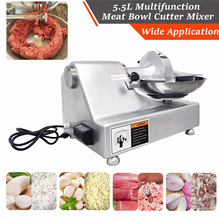 Commercial Food Processor & Vegetable Chopper 5.5L Multifunction Meat Bowl Cutter Mixer & Buffalo Chopper with 304 SS Blade for Meat Vegetable Cutter Processor Machine 110V 550W 120kg