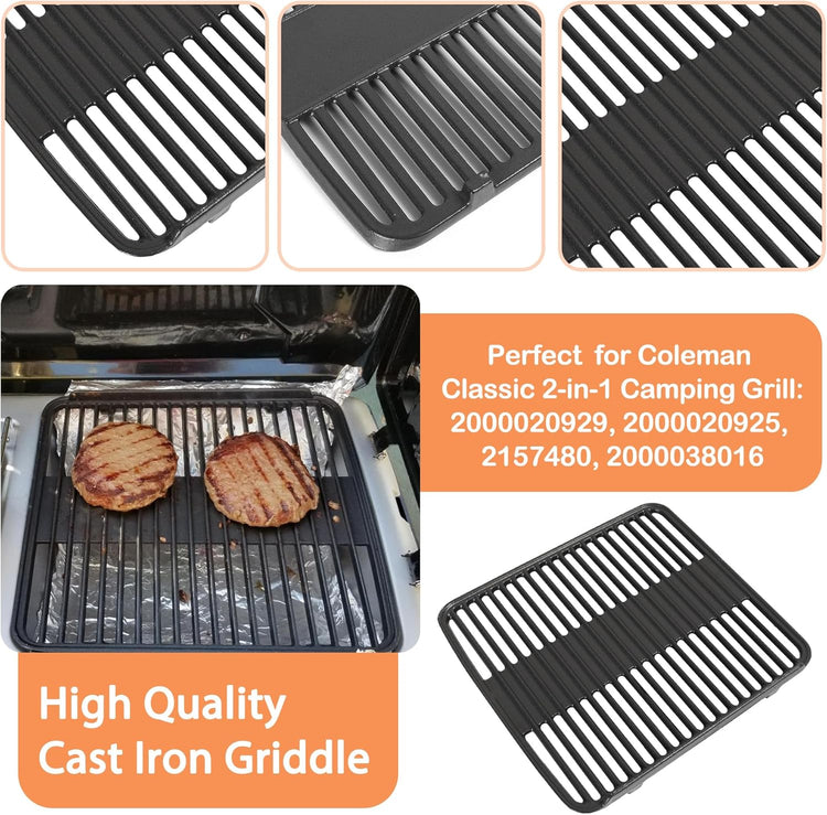 Grill Grates for Coleman 2-in-1 Camping Grill, Cooking Grid for Coleman 2 Burner Propane Stove, Fits Coleman Classic 2-Burner 2000020929 2000020925 2157480 2000038016 Propane Stove Replacement Parts