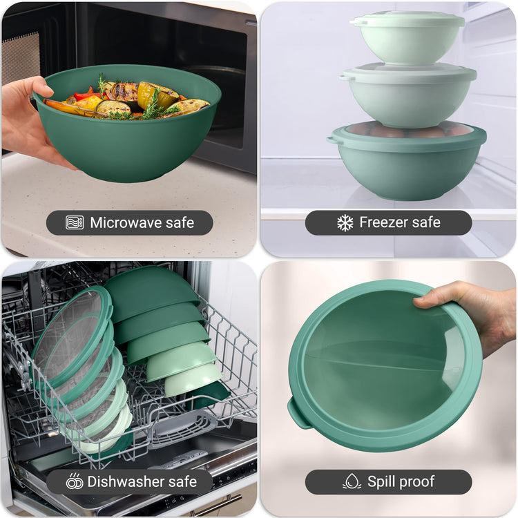12 Piece Plastic Mixing Bowl Set
