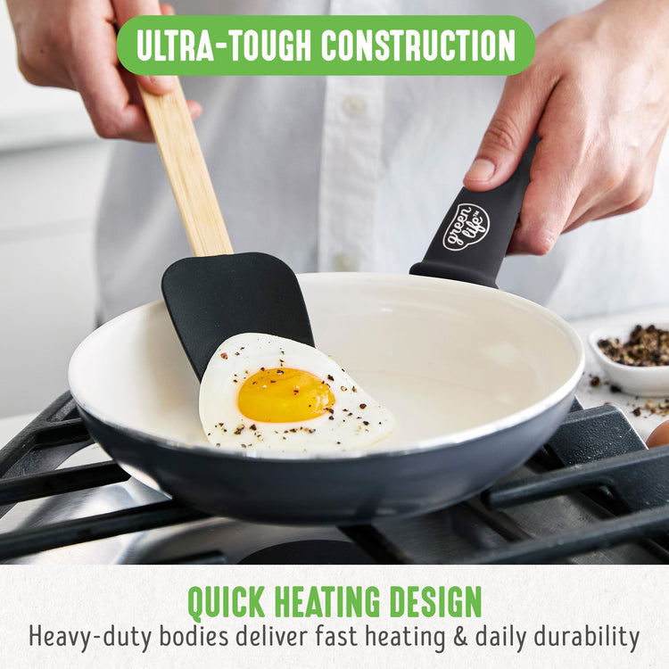 Soft Grip 8” Frypan Skillet and Spatula Breakfast Cookware Set