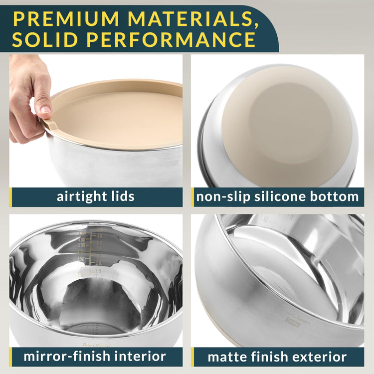 Stainless Steel Mixing Bowls with Lids Set (5 Count)