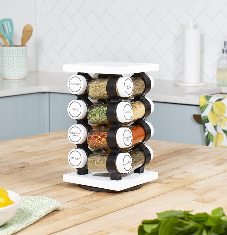 16 Jar Rotating White Spice Rack