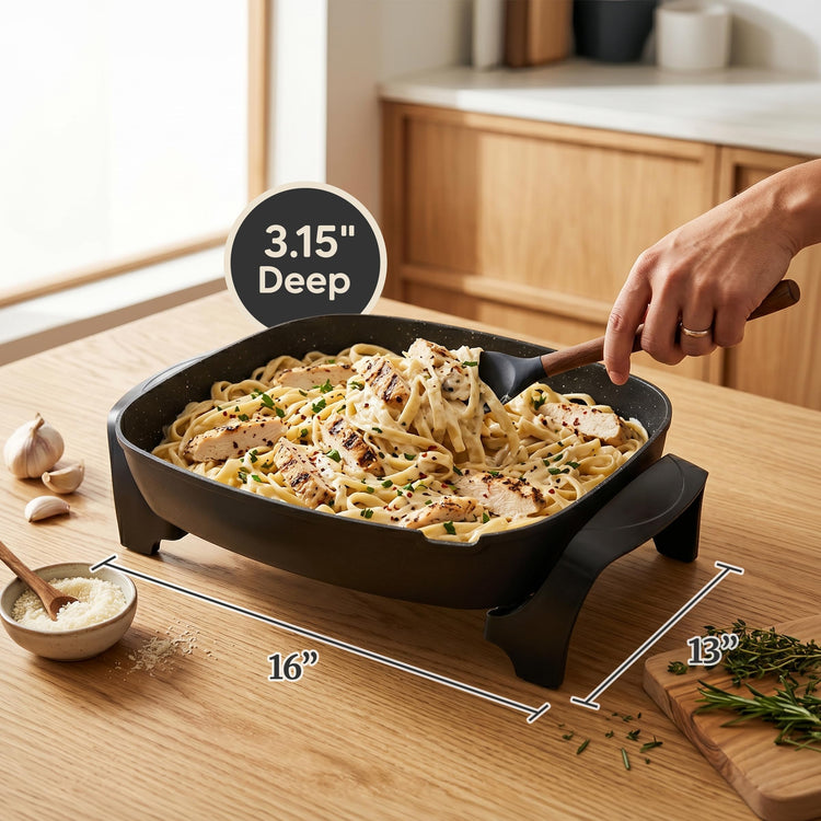 EG-6203# Non-Stick Electric Skillet, 10.5Qt, Black