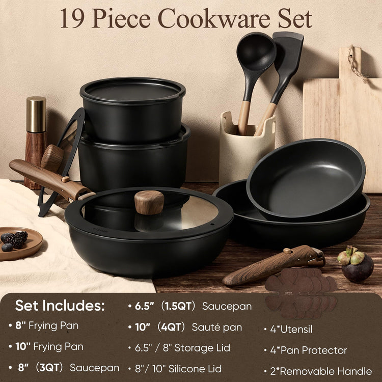 19pcs Pots and Pans Set Non Stick