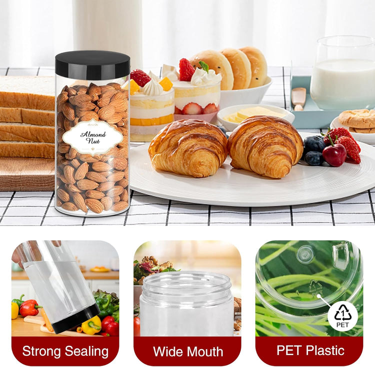 Plastic Jars with Lids 16 OZ, Plastic Jars 24 Pcs Slime Containers with Airtight Screw On Lids Leak Proof Clear Storage Containers Jar Empty for Kitchen & Household Food Storage