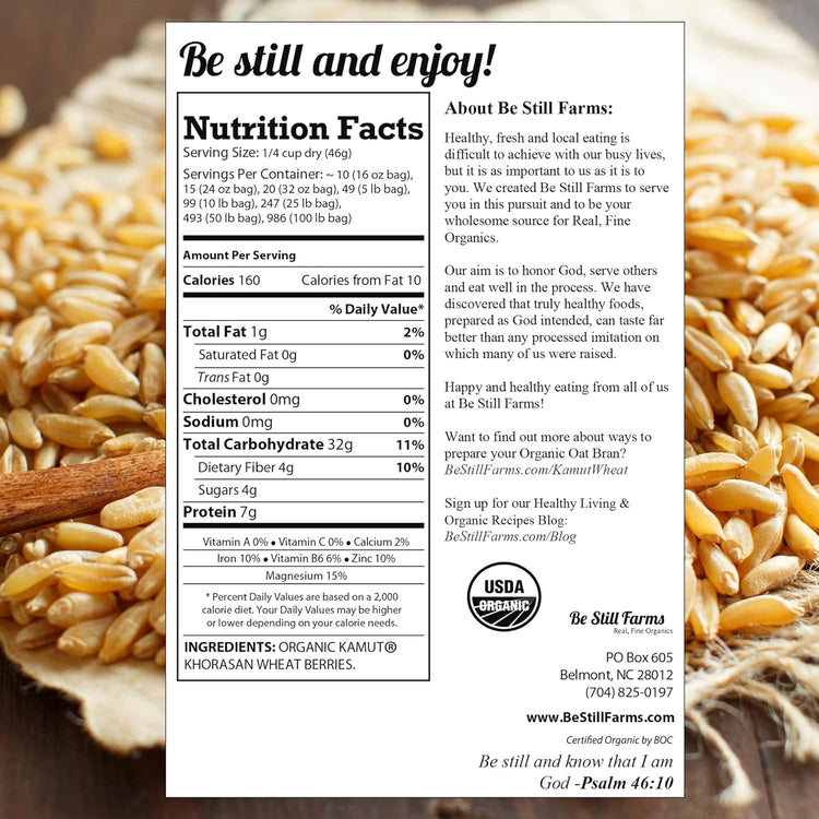 Be Still Farms Organic Kamut Wheat Berries Khorasan (4.8lb) - Ancient Whole Grain Bulk - Ideal for Flour, Pasta, Salads, Soups - High in Fiber & Protein | USA Grown | USDA Certified | Vegan | Non-GMO - Nestoria