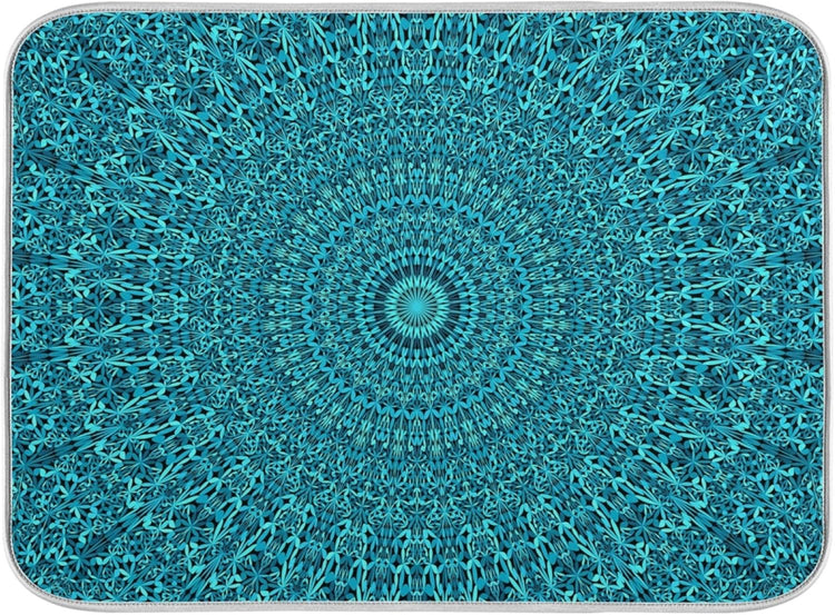 Super Absorbent Dish Drying Mat Microfiber Fast-Drying Dish Mat 16" x 18" Kitchen Dish Drying Pad Mandala Turquoise Teal Blue Green