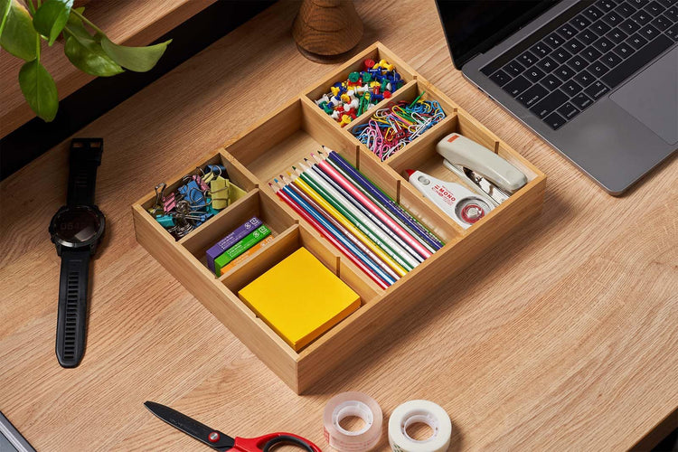 Bamboo Desk Drawer Organizer