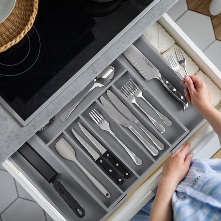 Large Premium Bamboo Silverware Organizer