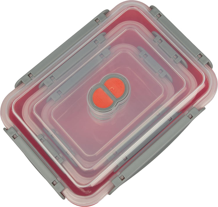 Microwave Food Storage Containers- Set of 3 Nesting Microwave Cookware Meal Prep Containers w Locking Steam Vent Lids- BPA Free, Fridge and Freezer Safe