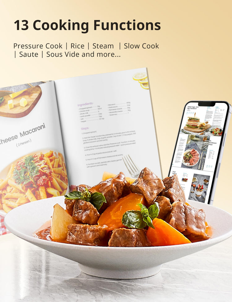 COMFEE’ Pressure Cooker 6 Quart with 13 Cooking Functions
