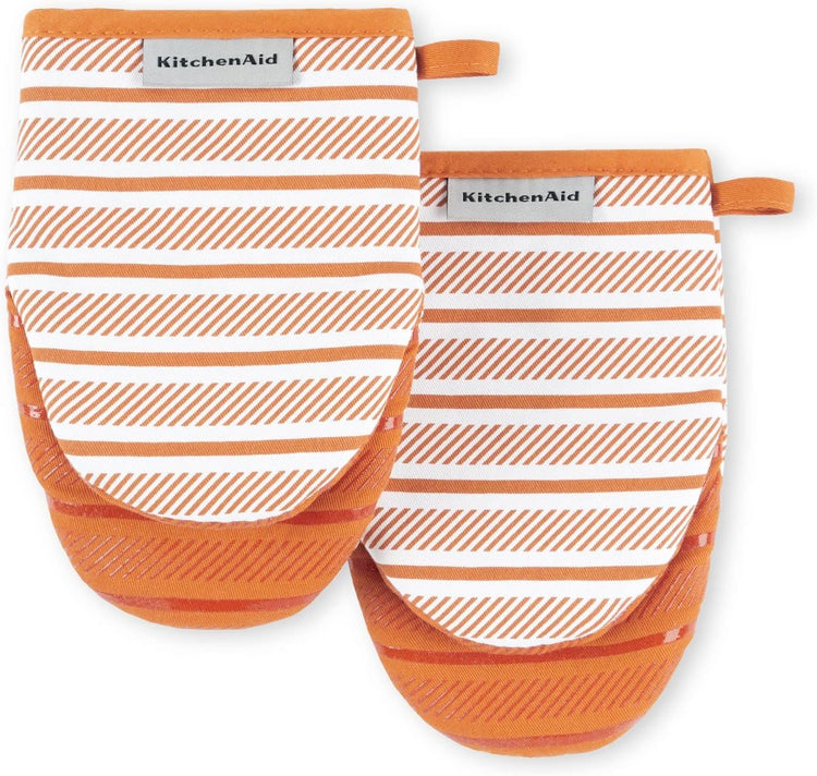 KitchenAid Albany Mini Oven Mitt 2-Pack Set, Honey, 5.5"x8"