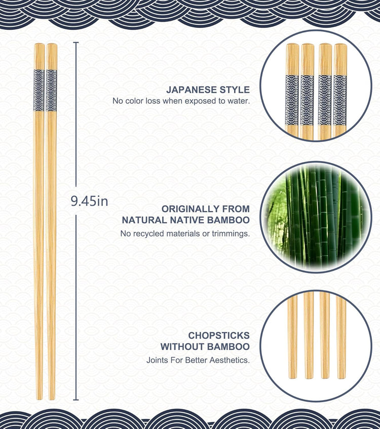 500 Pairs Bamboo Chopsticks Disposable | Reusable | Separated | Bulk | Chinese | -(9.45in)