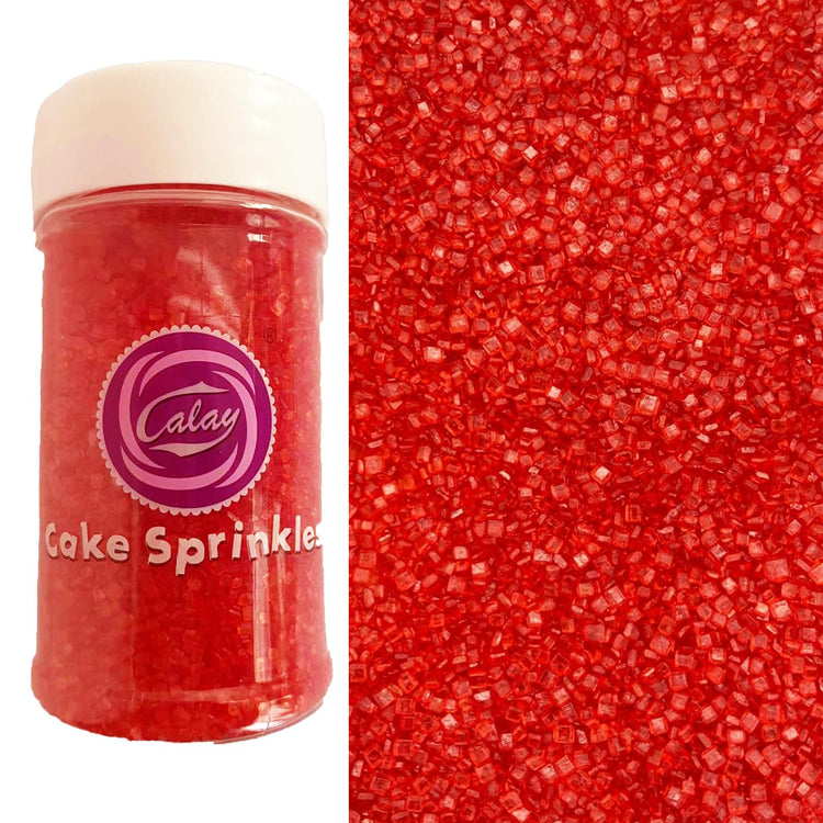 Red Sanding Sugar for Baking Edible Sparkling Coarse Sugar Crystals Sprinkles for Baking Topping Cake Cookie Cupcake Topper Ice Cream Decoration Supplies 3.2 OZ (3.2 Ounce)