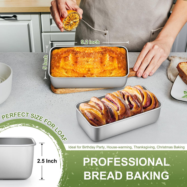 Loaf Pan 9 x 5 Inch Stainless Steel Bread Pan (2 Count)