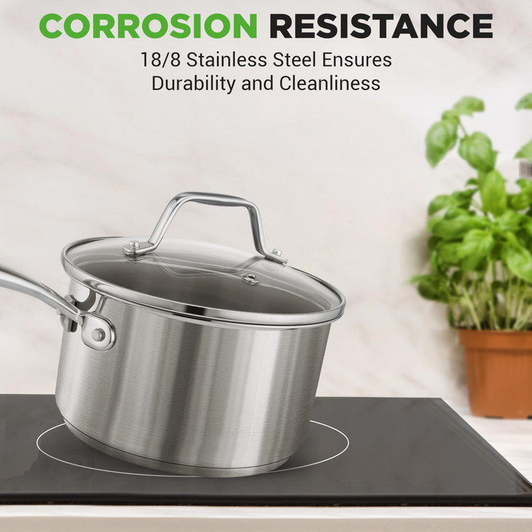 2 Quart Stainless Steel Saucepan with Lid