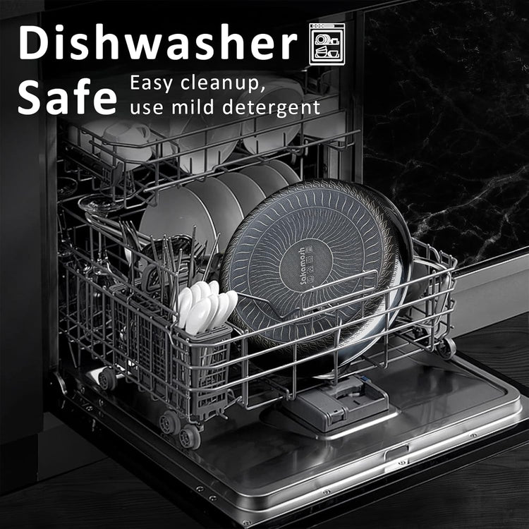 9.5" Non Stick Frying Pans, Hybrid Ceramic Stainless Steel Pan, Skillet with Stay-Cool Handle, Non Toxic, PFAS PFOA PTFE Free, Dishwasher & Oven Safe, Induction, Compatible with All Cooktops