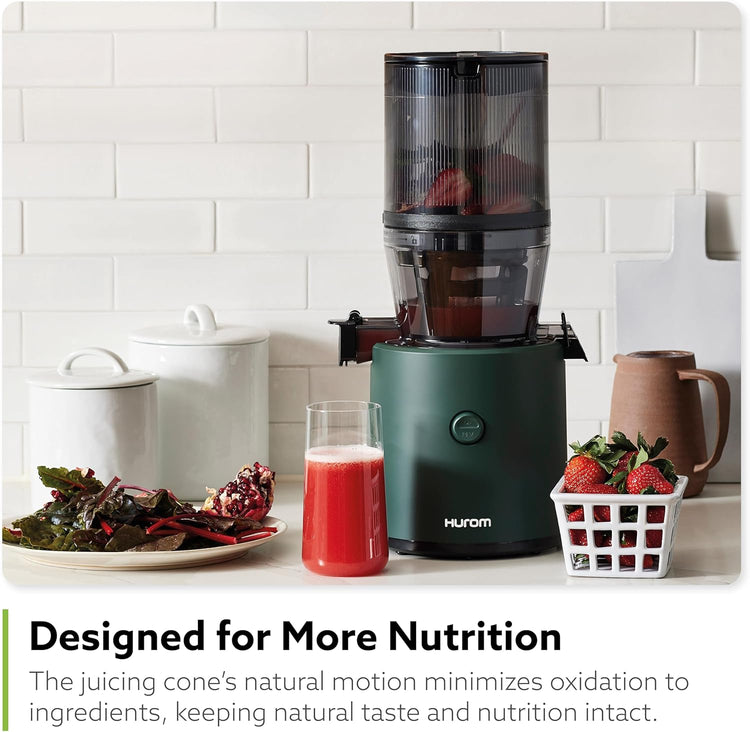 Hurom H320 Cold Press Juicer Machine, Easy to Clean Masticating Slow Juicer, Coarse Strainers, Self-Feeding, Hands Free, Family Size, Quiet Motor, Easy Assembly (Black)