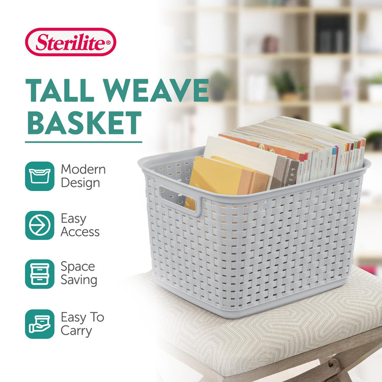 Tall Weave Basket Bin for Clothing and Laundry Storage (12 Count)