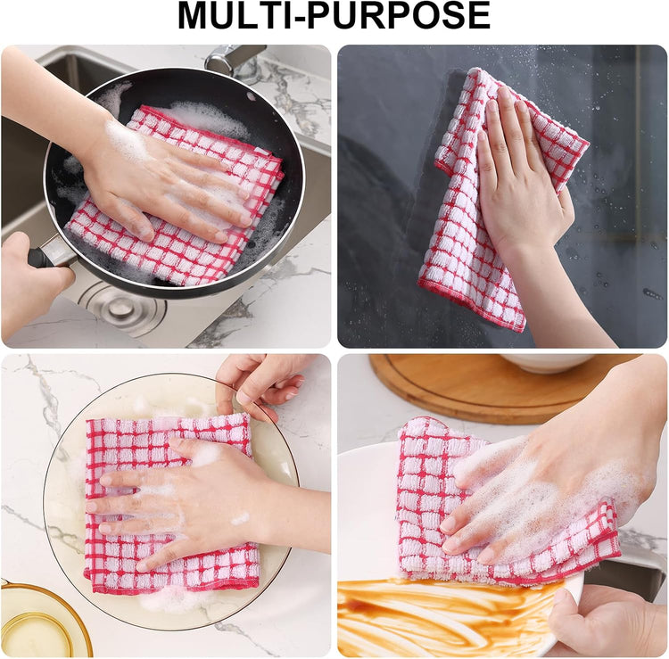 Kitinjoy Cotton 16 Pack Terry Kitchen Dish Cloths, 12 x 12 Inches Super Soft and Absorbent Dish Rags, Quick Drying Dish Towels for Washing Dishes, Mixed Color - Nestoria