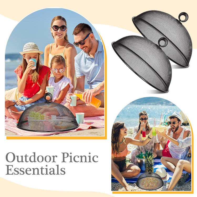 6 Pcs Metal Mesh Food Cover Outdoor Mesh Food Tents Dome Screen Plate Covers for Dinner Plates Reusable Fruit Fly Nets Picnic Umbrella for Table