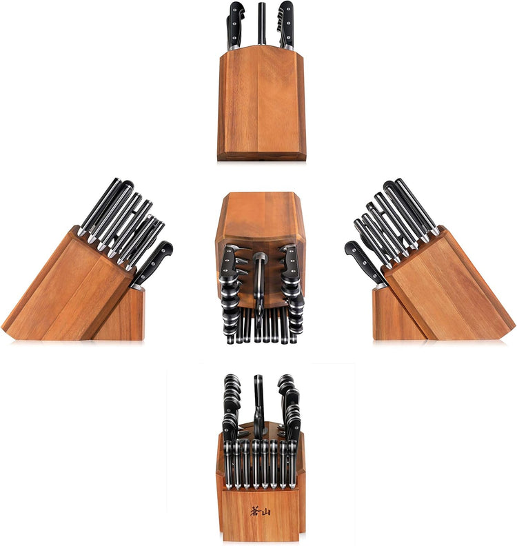 Cangshan V2 Series 1024128 German Steel Forged 23-Piece Knife Block Set, Acacia