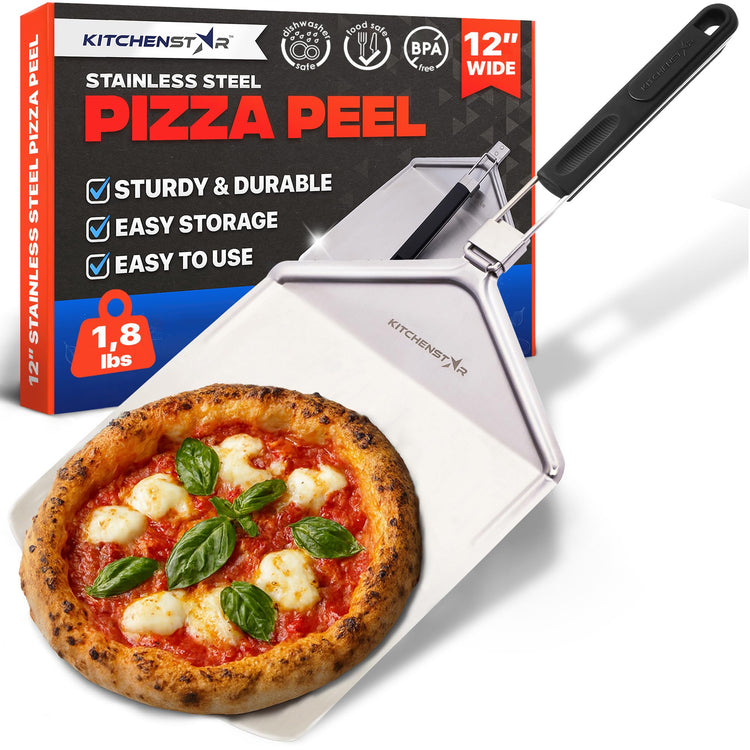 12 Inch Stainless Steel Pizza Peel with Folding Handle