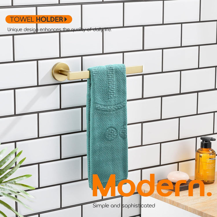 Hand Towel Rings Bathroom Towel Holder Modern Small Bath Towel Bars Stainless Steel Wall Mounted Brushed Gold AN3001GD