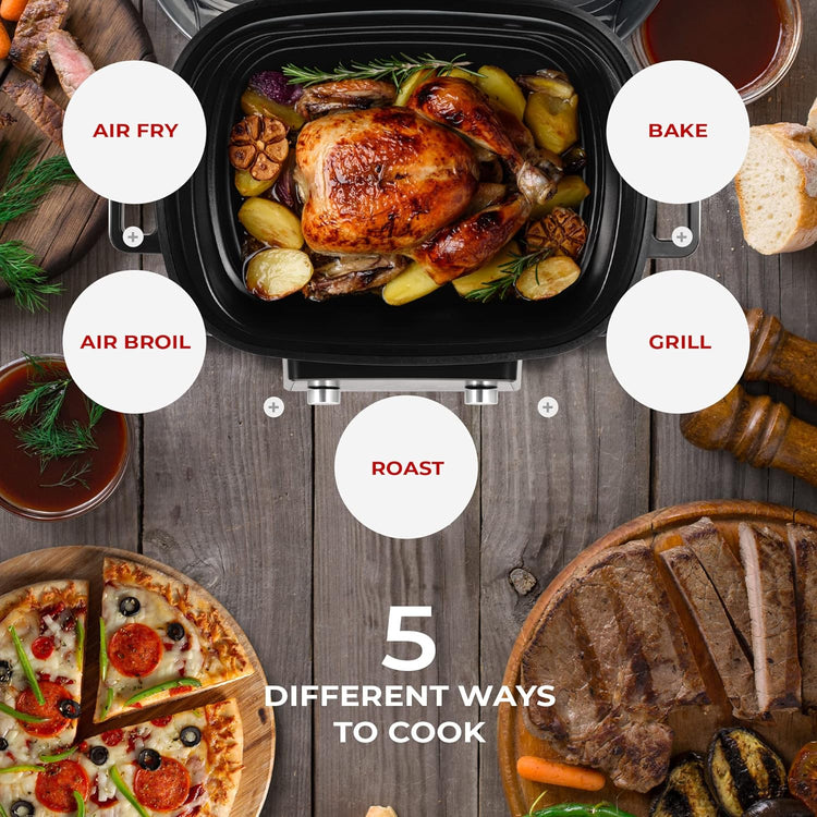 CUCKOO CAFG-A0601S Countertop Air Grill | Air Grill, Air Fry, Roast, Bake & Broil, Easy to Clean, Dishwasher Safe Accessories, Recipe Book Included, Stainless Steel