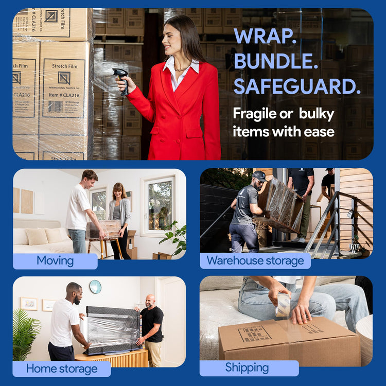 4 Pack of 18" Plastic Stretch Film Wrap (1200 Foot)