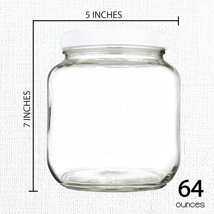 kitchentoolz Half Gallon Mason Jar - Glass Jar Wide Mouth with Airtight Foam Lined Plastic Lid - 1/2 Gallon Jar for Sourdough Starter, Fermenting Kombucha Kefir, Pickling, & Canning 2 Pack
