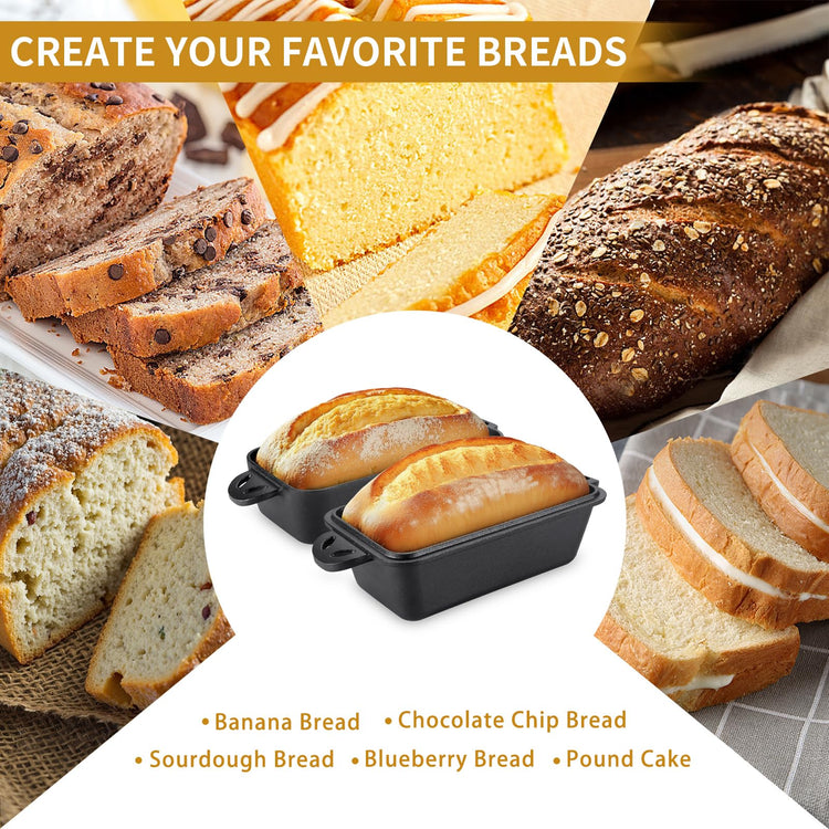 Cast Iron Loaf Pan with Lid 9x5 Inch (2 Count)
