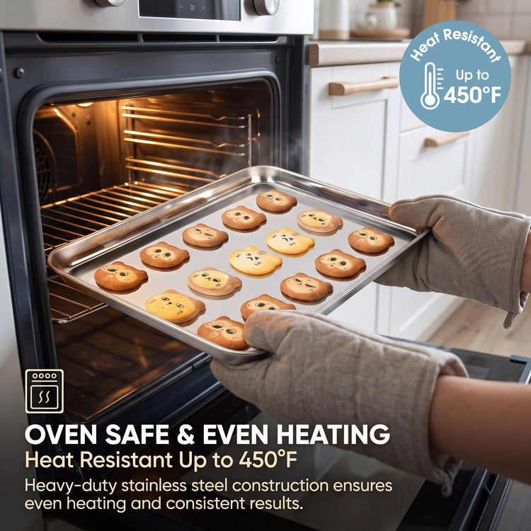 Baking Sheet 16"x 12"x 1" Stainless Steel Cookie Sheet Pan (2 Count)