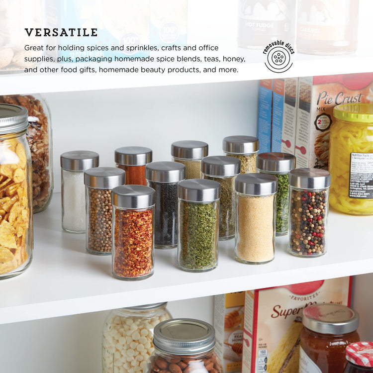 Clear Reusable 3 Oz Jars With Stainless Steel Shaker Lids