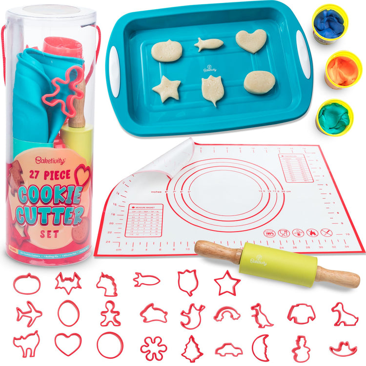 Kids Cookie Cutter Set with 24 Assorted Cookie Cutters Shapes